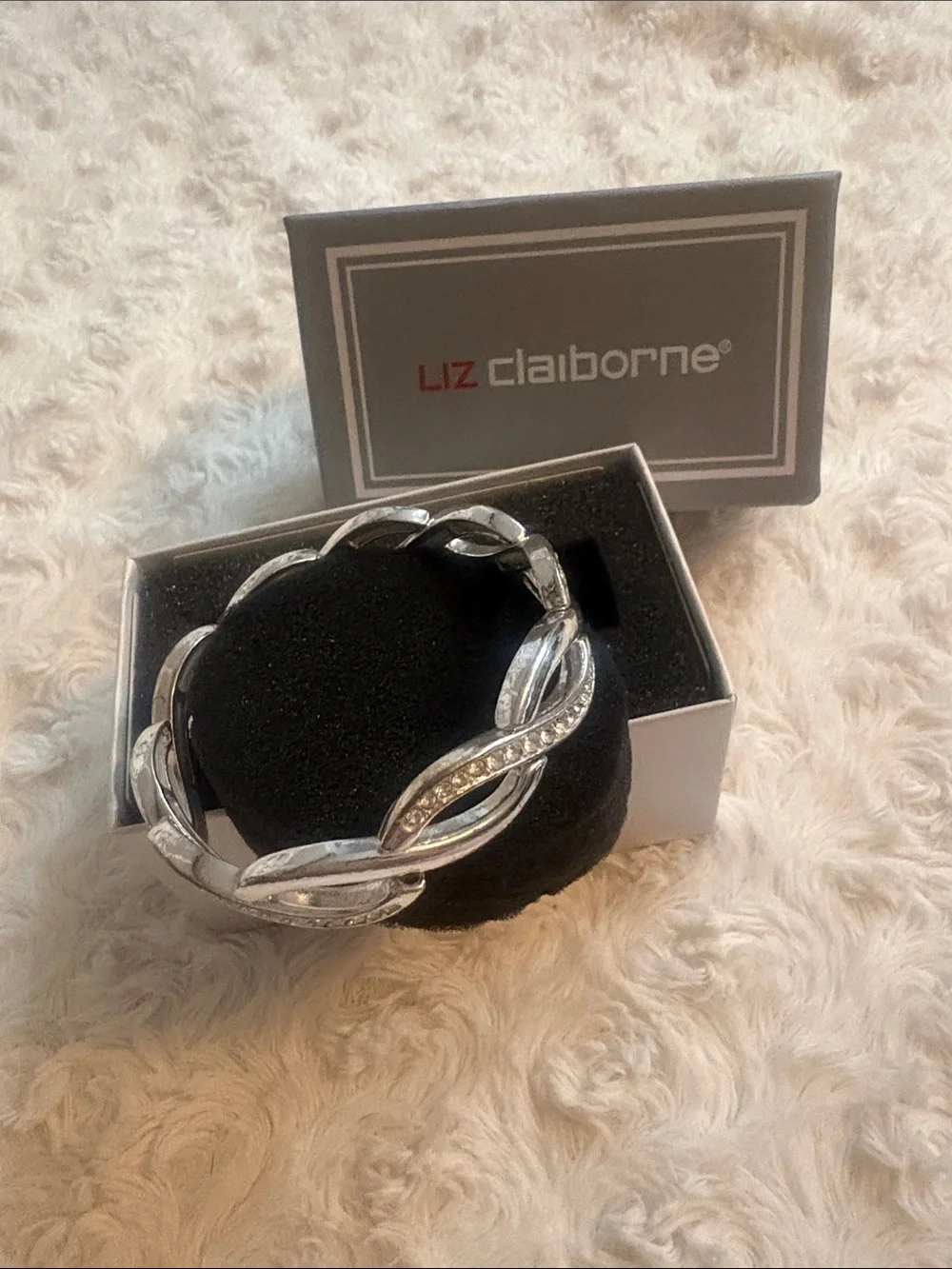 Liz Claiborne Silver Crystal Twist Bracelet